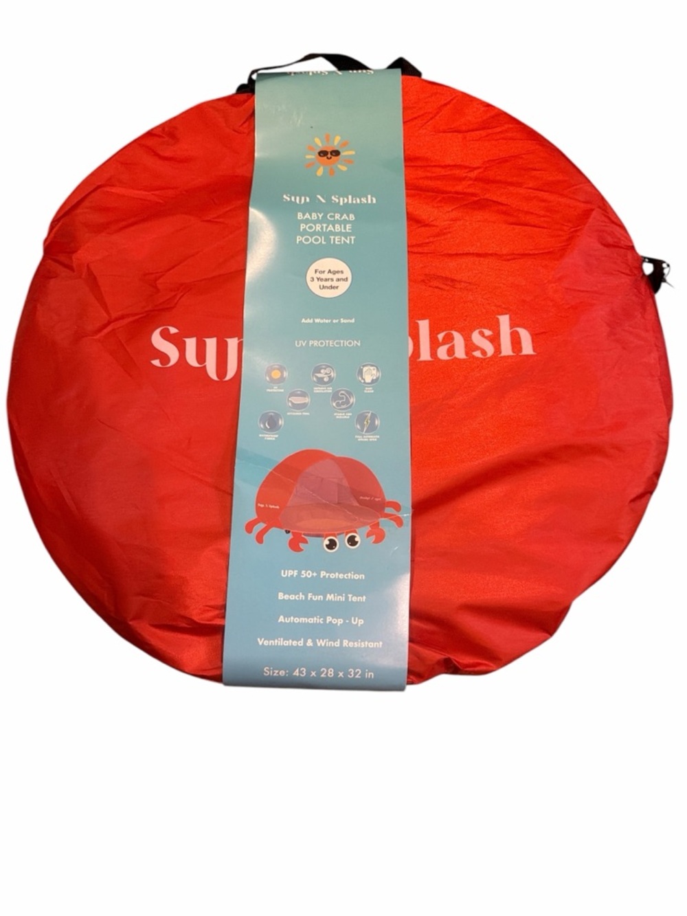 Splash Red Crab Pop-Up Baby Pool Tent